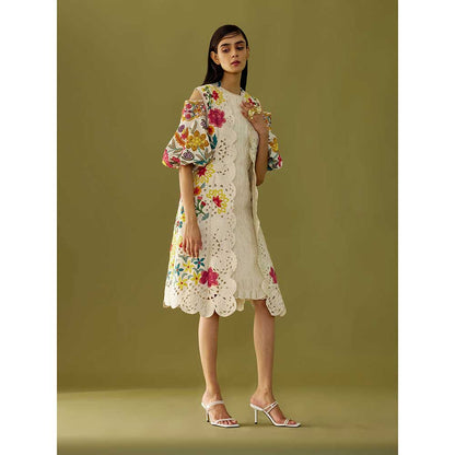 CHANDRIMA Ivory Applique and Cutwork Jacket