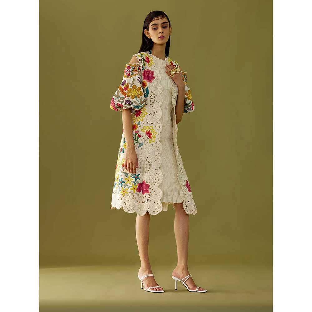CHANDRIMA Ivory Applique and Cutwork Jacket