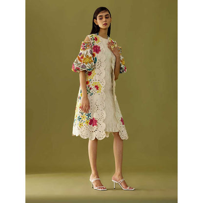 CHANDRIMA Ivory Applique and Cutwork Jacket