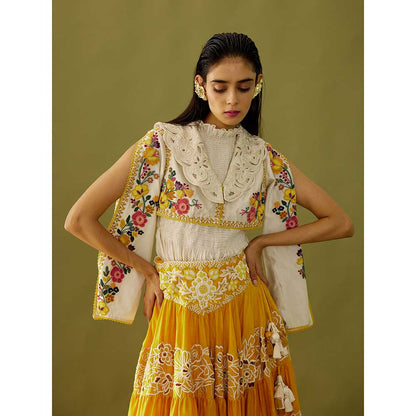 CHANDRIMA Ivory Embroidered Bolero Jacket