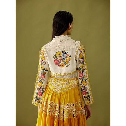 CHANDRIMA Ivory Embroidered Bolero Jacket