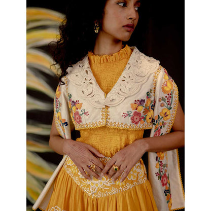 CHANDRIMA Ivory Embroidered Bolero Jacket