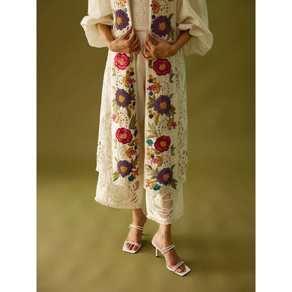 CHANDRIMA Ivory Embroidered Panelled Jacket
