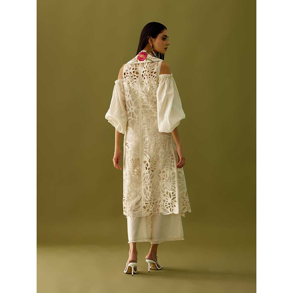 CHANDRIMA Ivory Embroidered Panelled Jacket