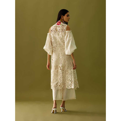 CHANDRIMA Ivory Embroidered Panelled Jacket