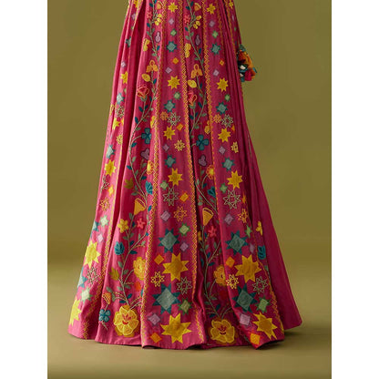 CHANDRIMA Magenta Star Applique Skirt