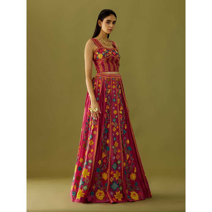 CHANDRIMA Magenta Star Applique Skirt