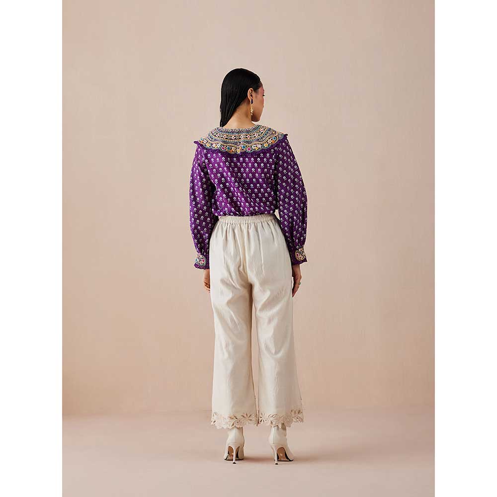 CHANDRIMA Purple Printed Shirt with Collar Detail