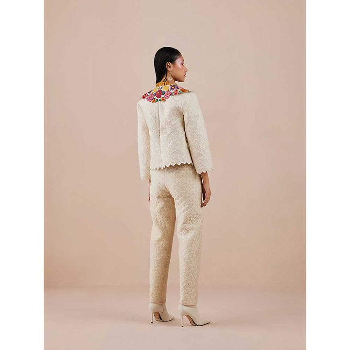 CHANDRIMA Ivory Quilted Pants
