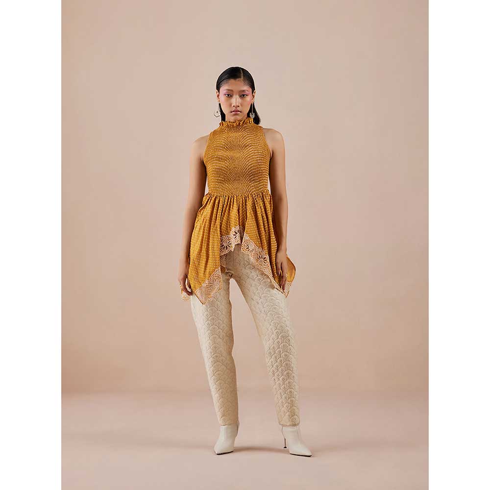 CHANDRIMA Ivory Quilted Pants