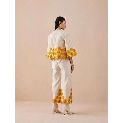 CHANDRIMA Ivory Sunflower Pants