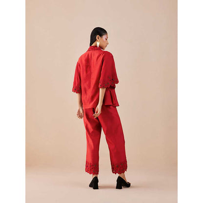 CHANDRIMA Red Poppy Applique Shirt