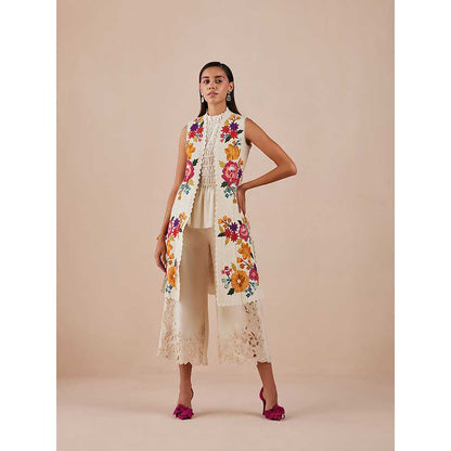 CHANDRIMA Ivory Cutwork Pants