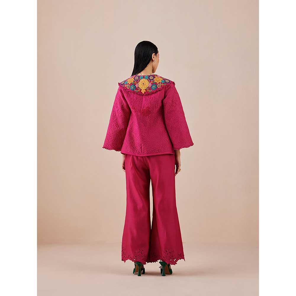 CHANDRIMA Fuchsia Quilted And Embroidered Jacket