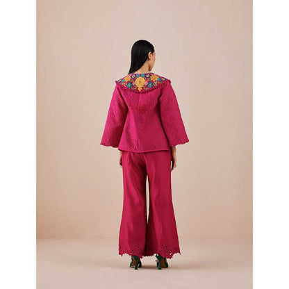 CHANDRIMA Fuchsia Quilted And Embroidered Jacket