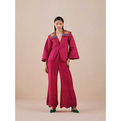 CHANDRIMA Fuchsia Bell Bottom Pants