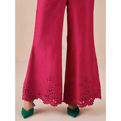 CHANDRIMA Fuchsia Bell Bottom Pants