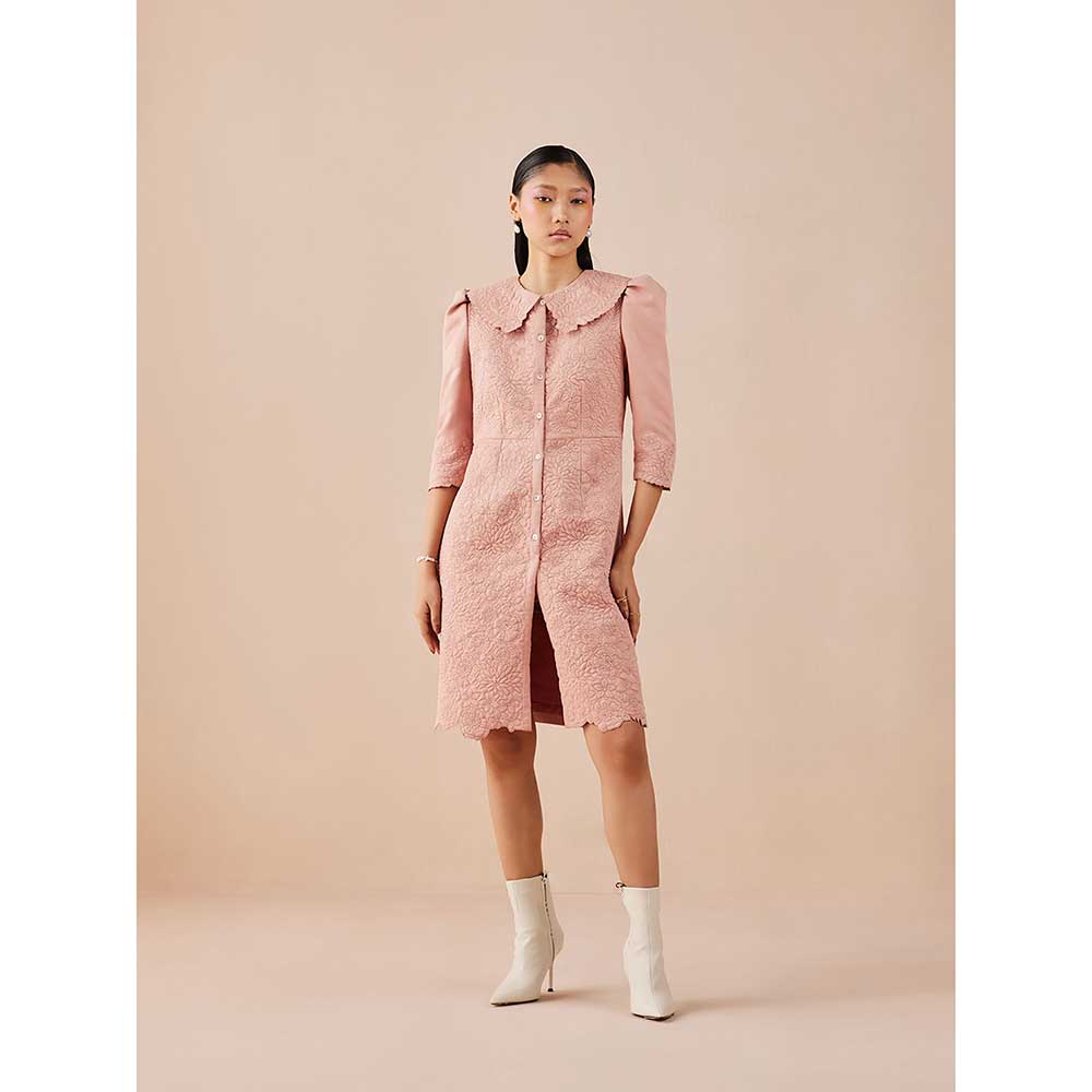 CHANDRIMA Pink Quilted Shirt Dress