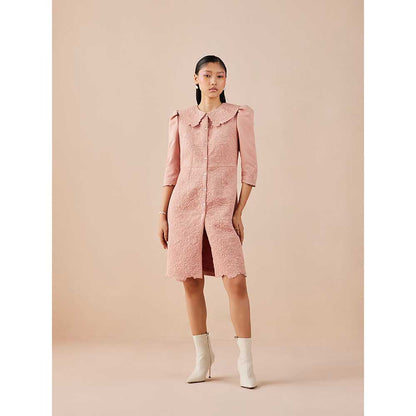 CHANDRIMA Pink Quilted Shirt Dress