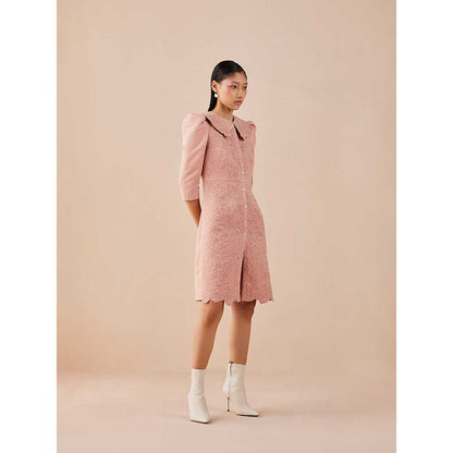 CHANDRIMA Pink Quilted Shirt Dress
