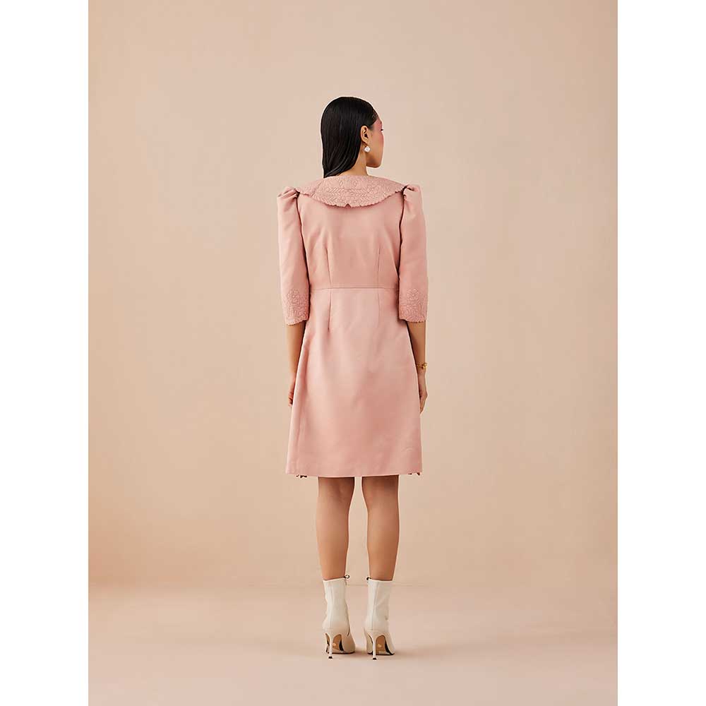 CHANDRIMA Pink Quilted Shirt Dress