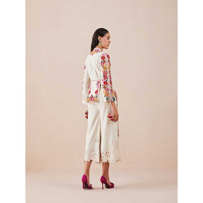 CHANDRIMA Ivory Panelled Cord Work Jacket