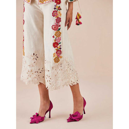CHANDRIMA Ivory Cord Work And Beadwork Pants