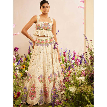 CHANDRIMA Ivory Cutwork & Beadwork Lehenga