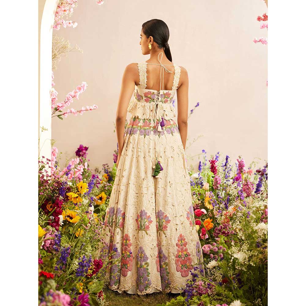 CHANDRIMA Ivory Cutwork & Beadwork Lehenga