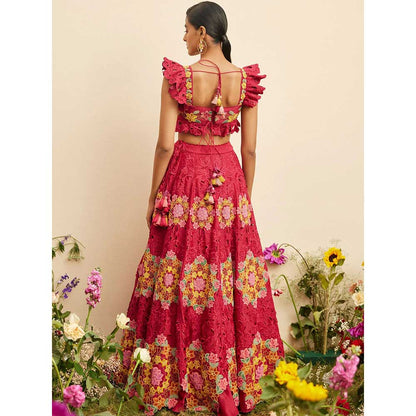 CHANDRIMA Fuchsia Beadwork & Cutwork Lehenga