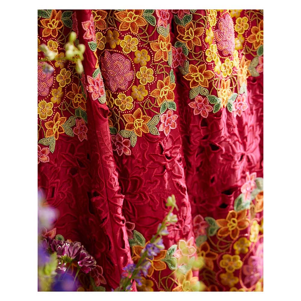 CHANDRIMA Fuchsia Beadwork & Cutwork Lehenga