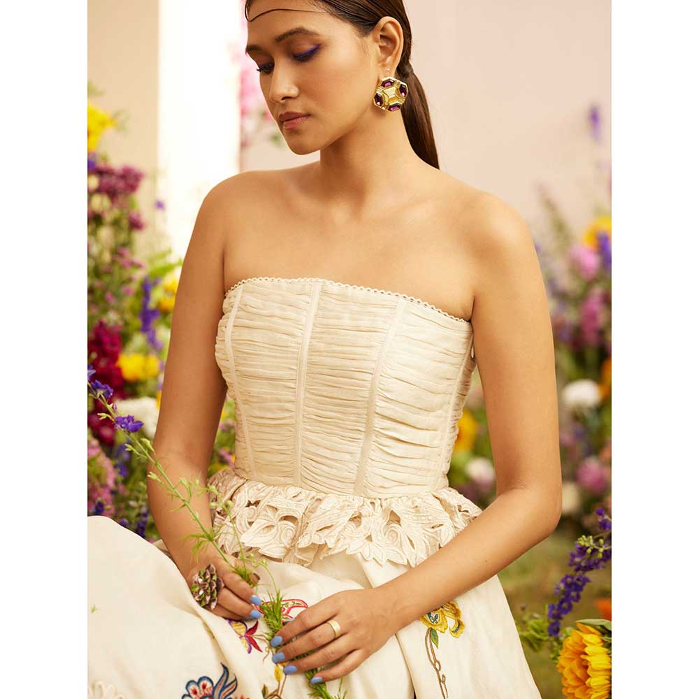 CHANDRIMA Ivory Ruched Corset