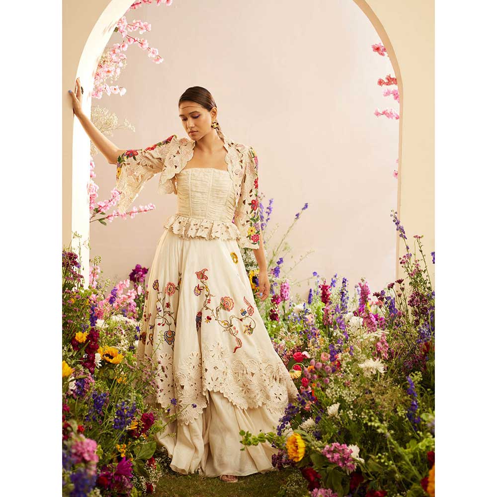 CHANDRIMA Ivory Ruched Corset