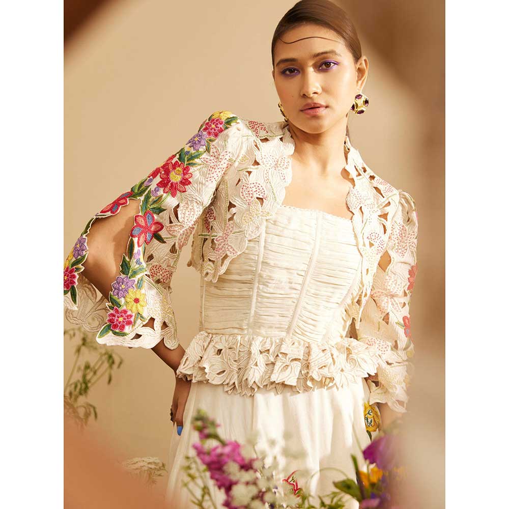 CHANDRIMA Ivory Ruched Corset