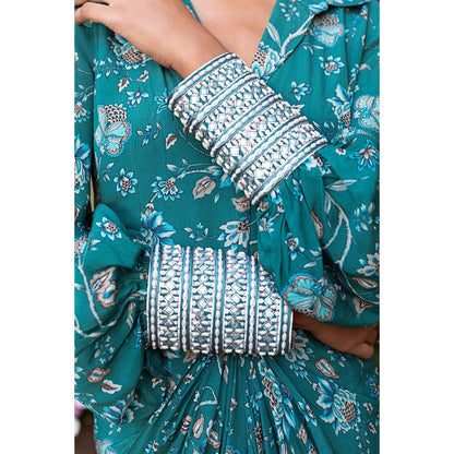 Chhavvi Aggarwal Teal Draped Shirt Dress