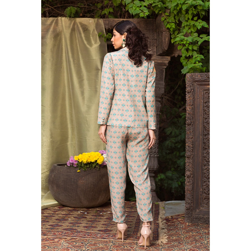 Chhavvi Aggarwal Grey Print Pant Suit (Set of 3)