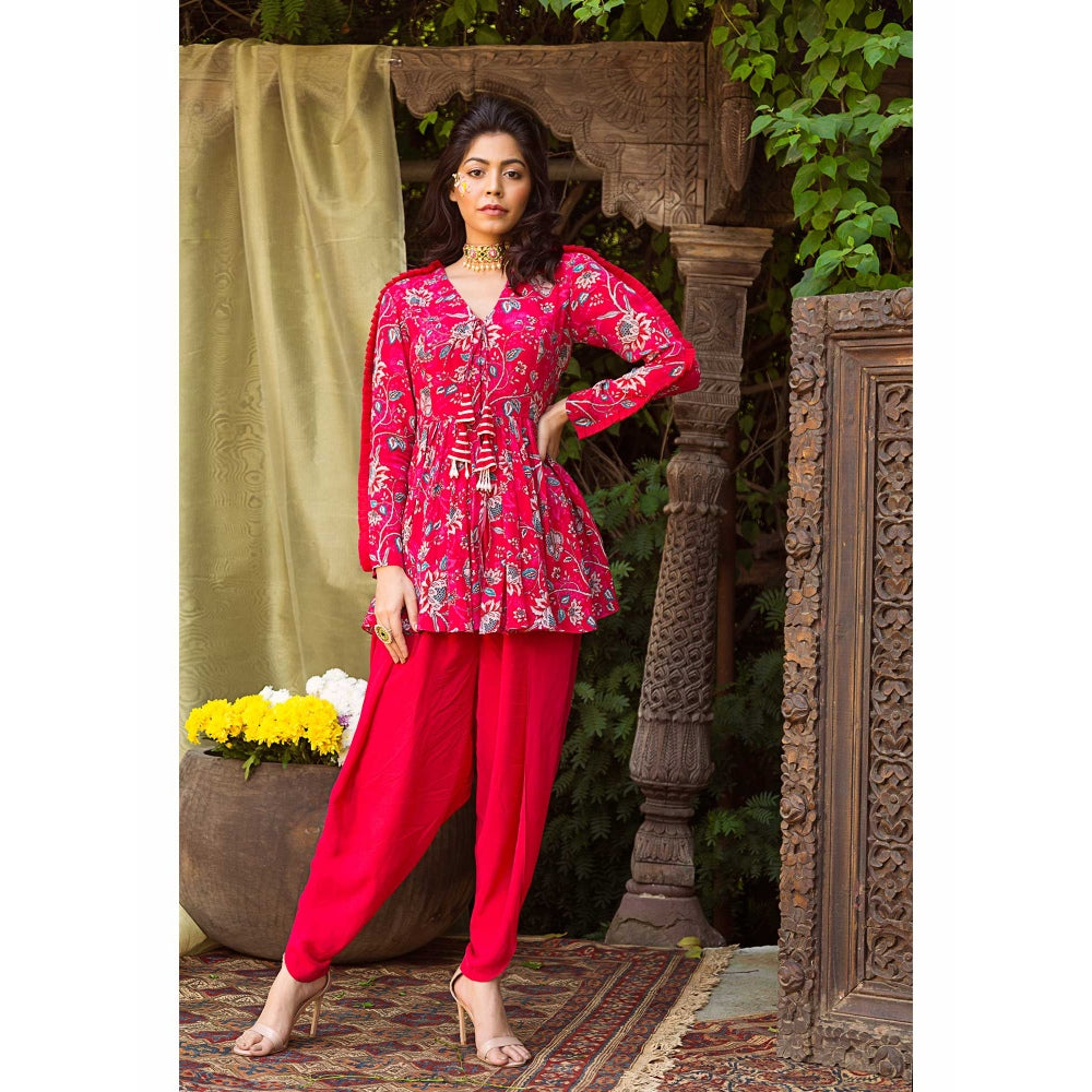 Chhavvi Aggarwal Red Printed Tunic With Dhoti