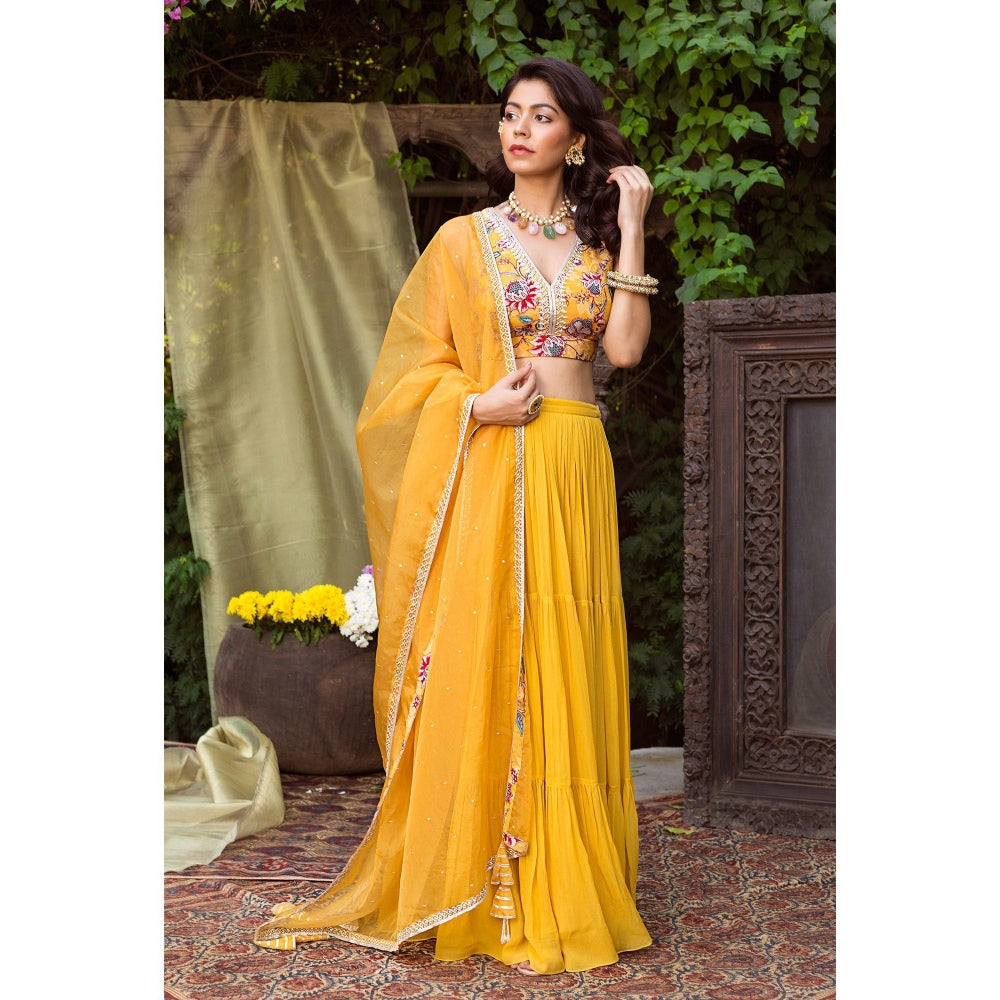 Chhavvi Aggarwal Yellow Lehenga (Set of 3)