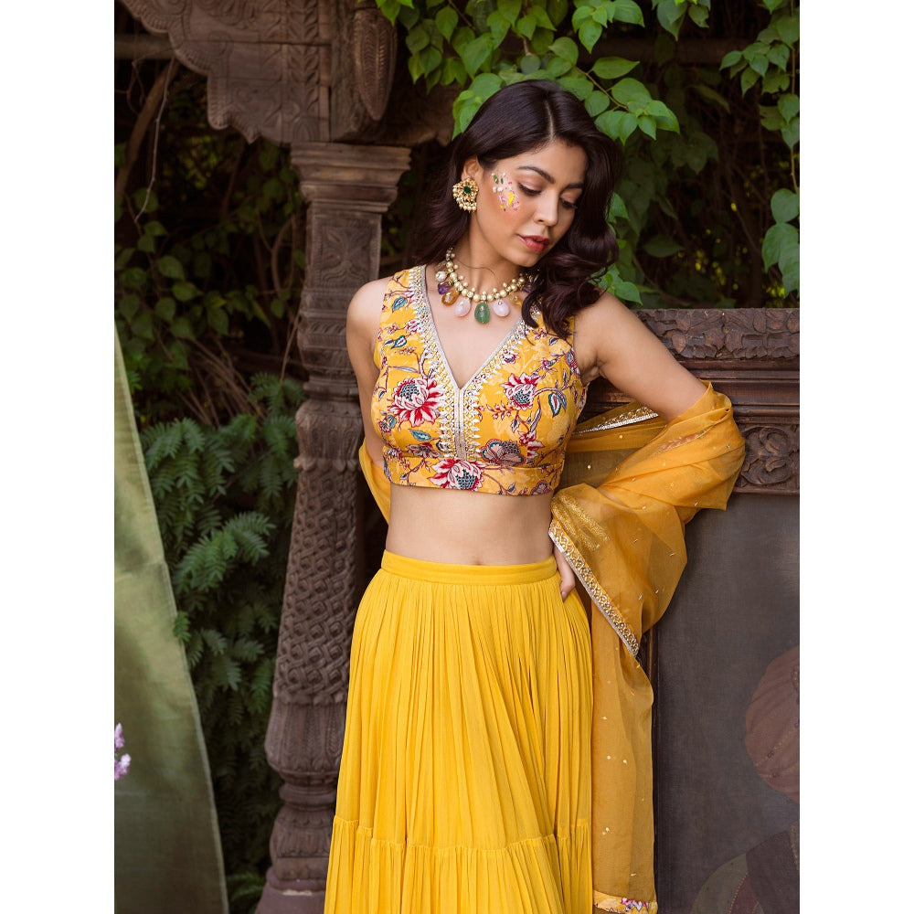 Chhavvi Aggarwal Yellow Lehenga (Set of 3)