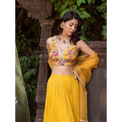 Chhavvi Aggarwal Yellow Lehenga (Set of 3)