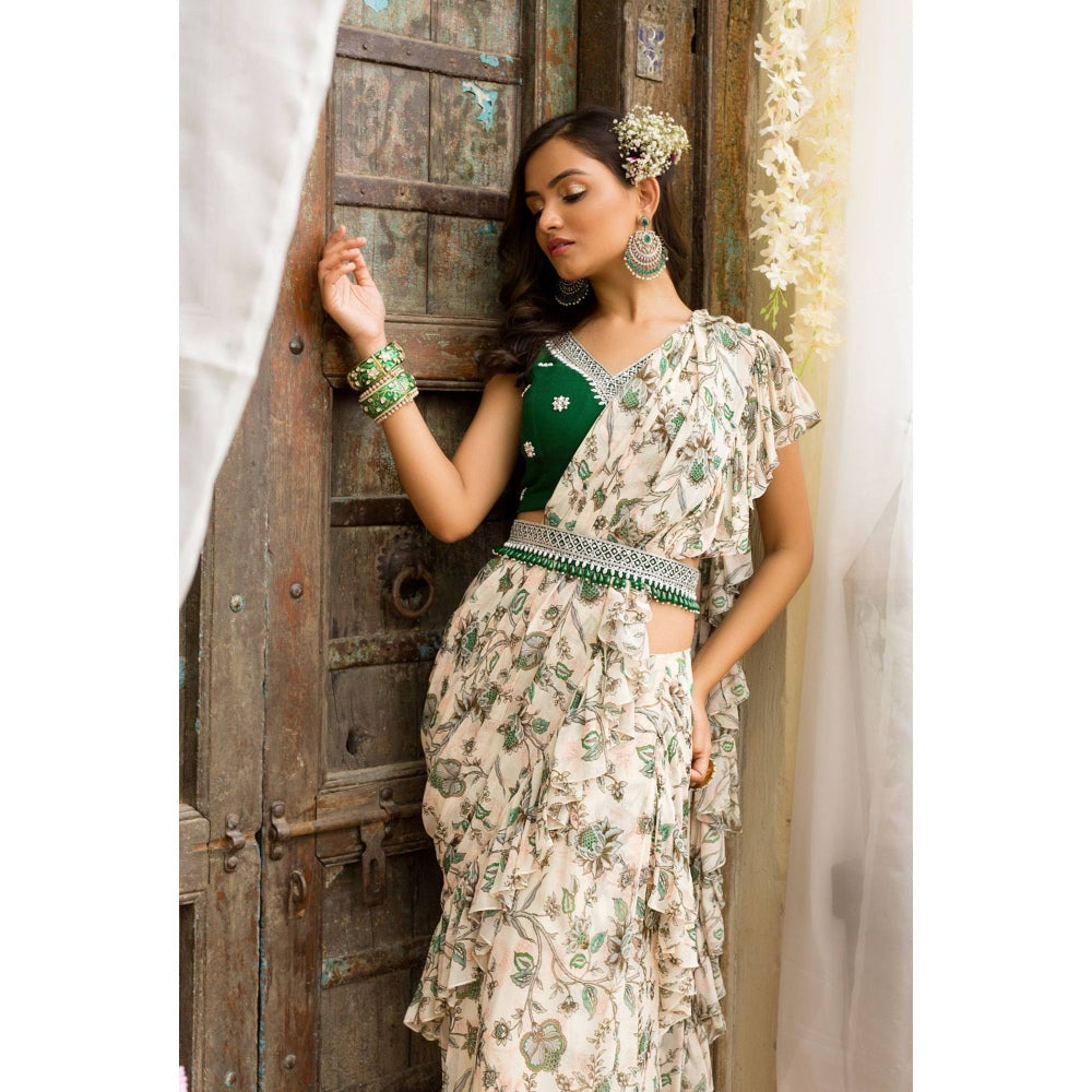 Chhavvi Aggarwal Off White Saree (Set of 3)