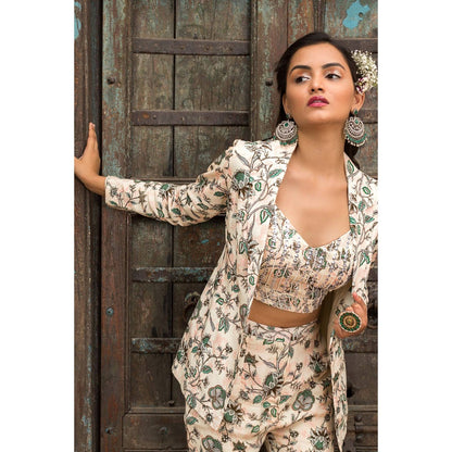 Chhavvi Aggarwal Off White Pant Suit Set (Set of 3)