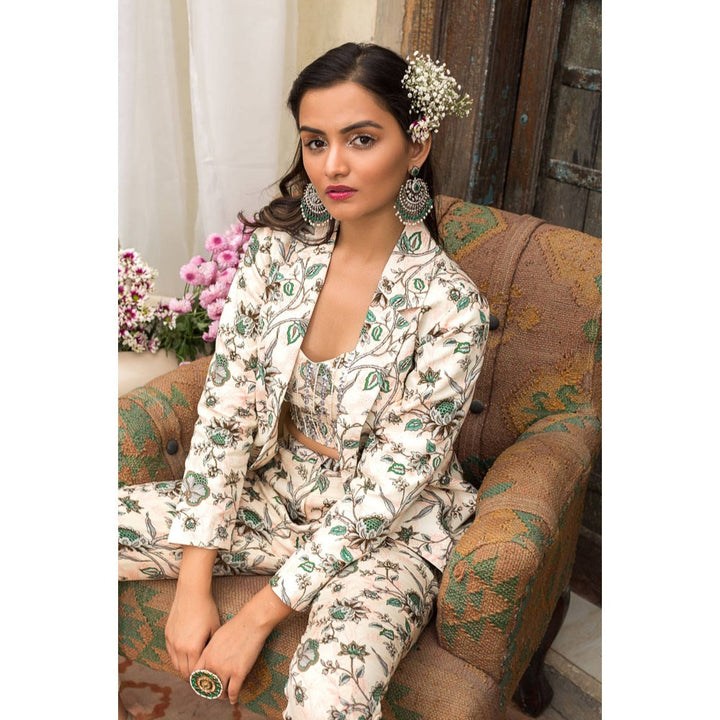 Chhavvi Aggarwal Off White Pant Suit Set
