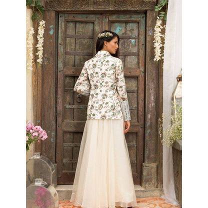 Chhavvi Aggarwal Off White Palazzo Set (Set of 3)