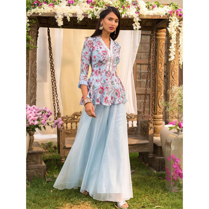 Chhavvi Aggarwal Blue Palazzo Set (Set of 2)
