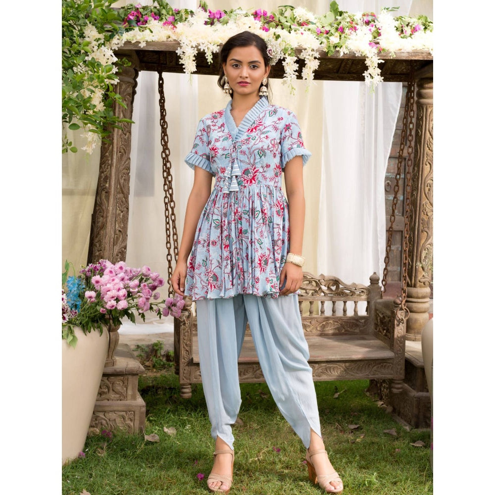 Chhavvi Aggarwal Blue Dhoti Set (Set of 2)