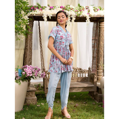 Chhavvi Aggarwal Blue Dhoti Set (Set of 2)