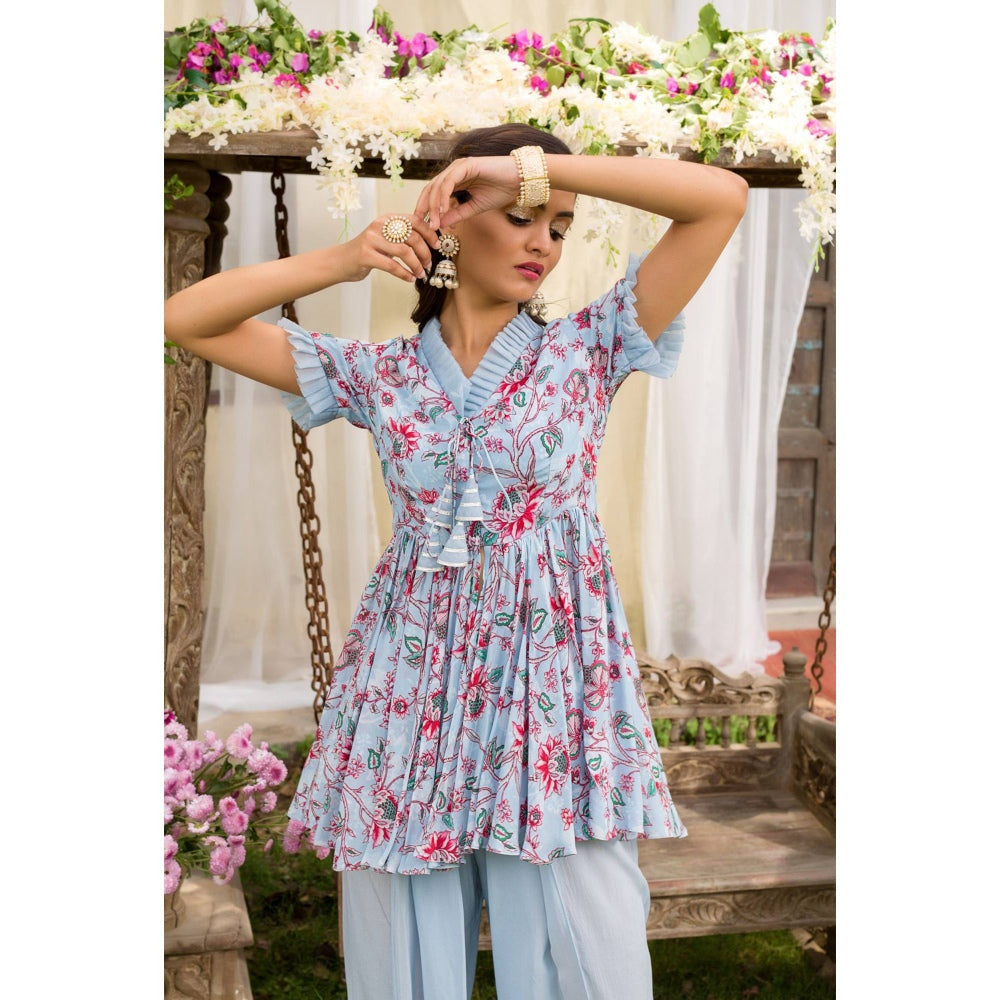 Chhavvi Aggarwal Blue Dhoti Set (Set of 2)