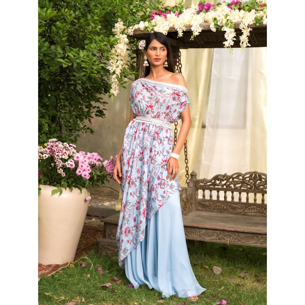 Chhavvi Aggarwal Blue Palazzo Set (Set of 3)