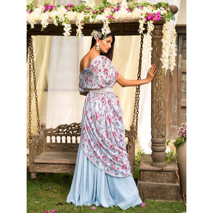 Chhavvi Aggarwal Blue Palazzo Set (Set of 3)